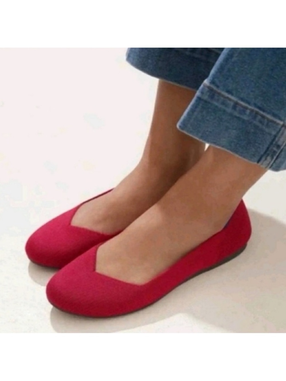 Rothy’s The Flat Round Toe Classic Ballet Flats Red Size 10